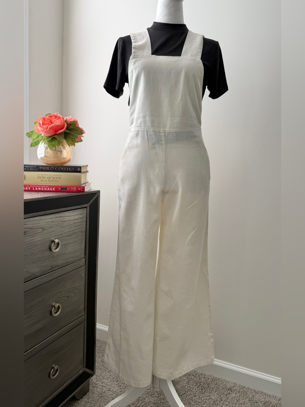 Preloved Cream Wide-Leg Overalls Jumpsuit - Picture 3 of 16